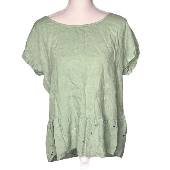 Terzo Millennio Italy 100% Linen Woman’s  Lagenlook High Low Top Shirt Size L - Picture 1 of 7